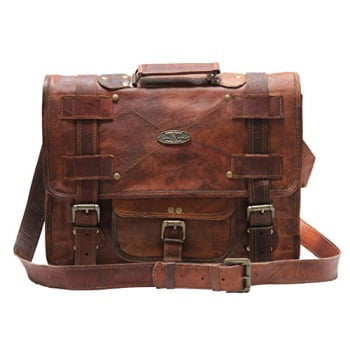 Handmade Men's Genuine Leather Laptop Messenger Briefcase Bag For Men Women